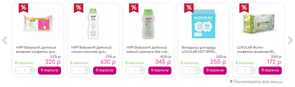 Акційні товари на сайті, що продає